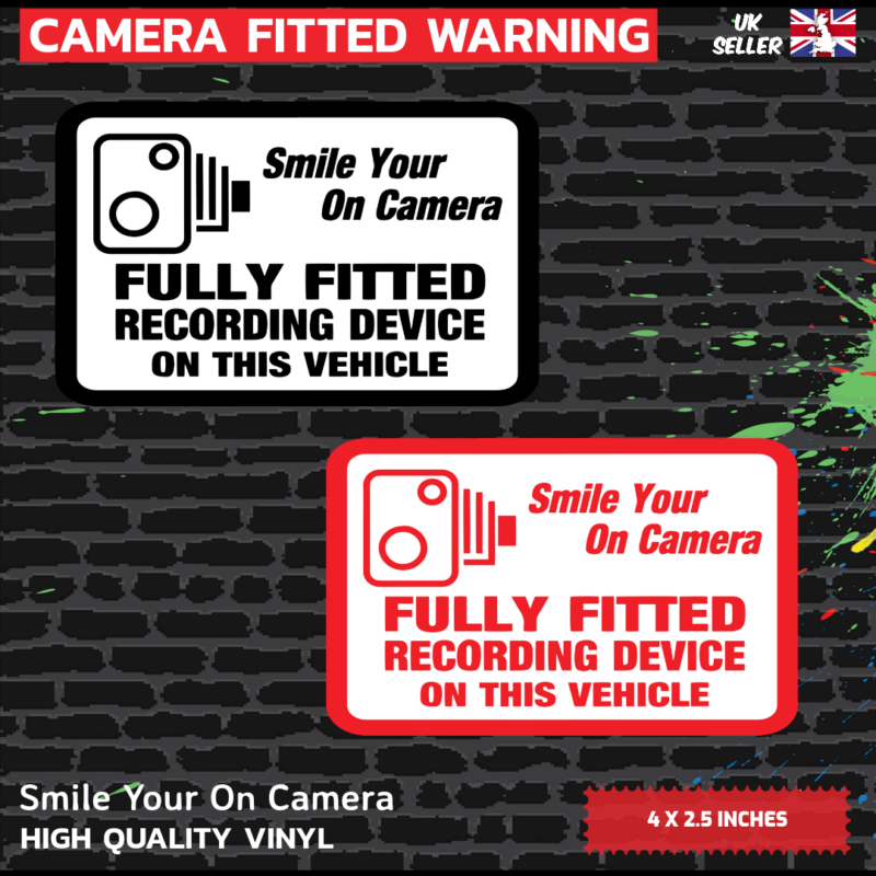 Camera Fitted Warning Sticker X4