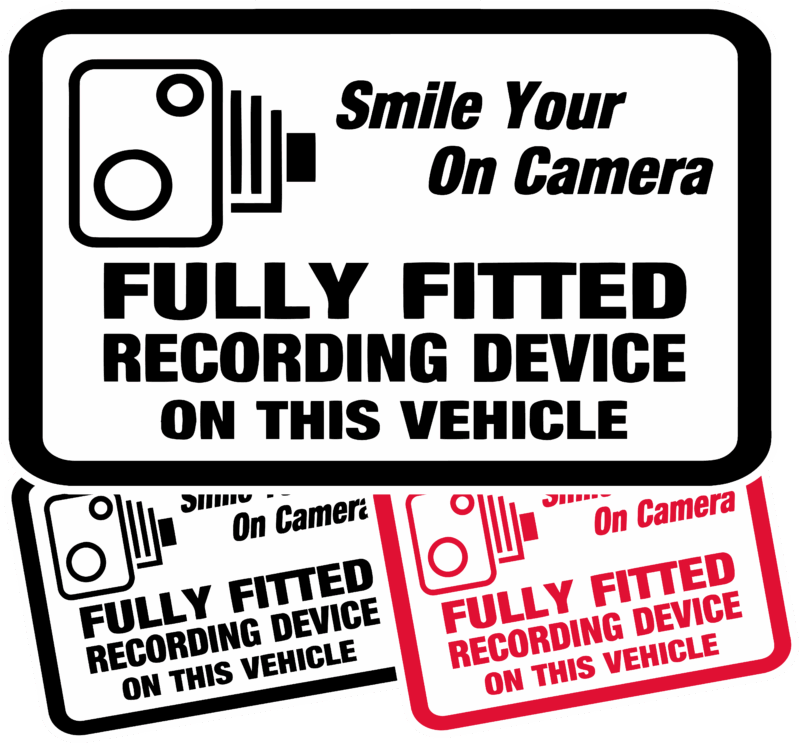 4x Vehicle Camera Fitted Warning Sticker - Smile Your On Camera